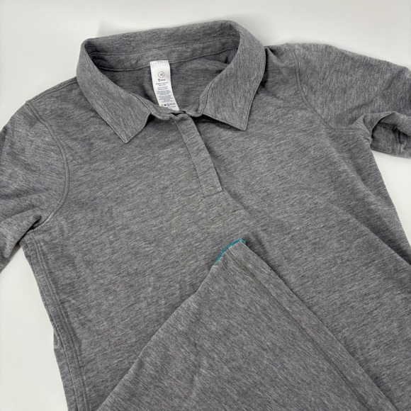 Ivivva Other - Ivivva Girls Polo Shirt Size 10 Gray Short Sleeve Heathered Activewear Lululemon